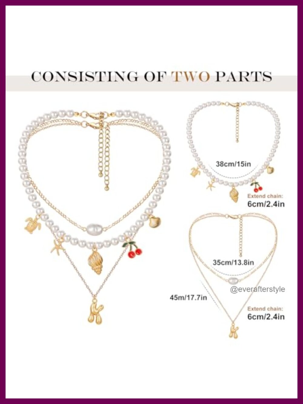 Gold Layered Initial Pendant Pearl Chain Necklace Set - Picture 5 of 6